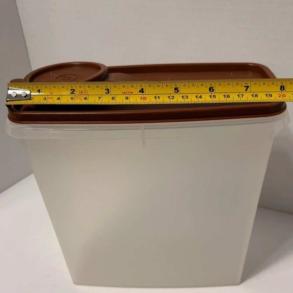 Vintage Tupperware Modular Mate Super Oval 4 Clear Brown Flip Top Lid 1614 USA *